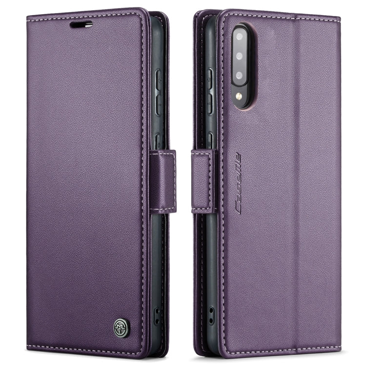 For Samsung Galaxy A30s / A50s / A50 CaseMe 023 Butterfly Buckle Litchi Texture RFID Anti-theft Leather Phone Case(Pearly Purple)