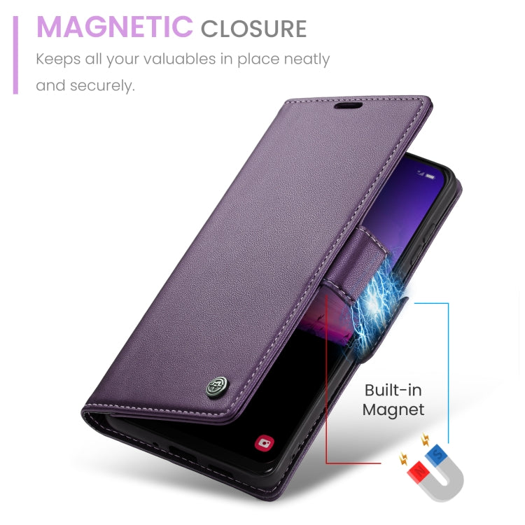 For Samsung Galaxy A30s / A50s / A50 CaseMe 023 Butterfly Buckle Litchi Texture RFID Anti-theft Leather Phone Case(Pearly Purple)