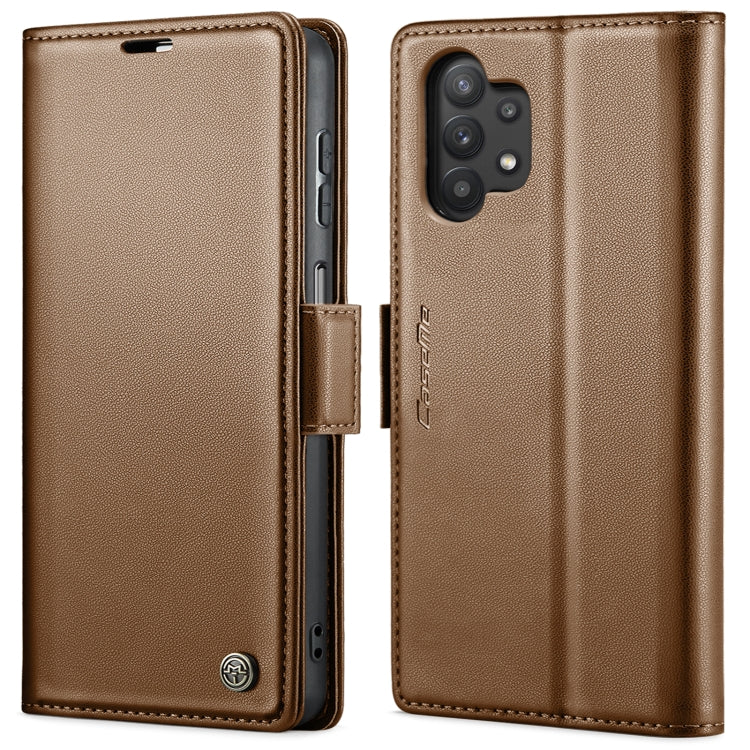 For Samsung Galaxy A32 5G / M32 5G CaseMe 023 Butterfly Buckle Litchi Texture RFID Anti-theft Leather Phone Case(Brown)
