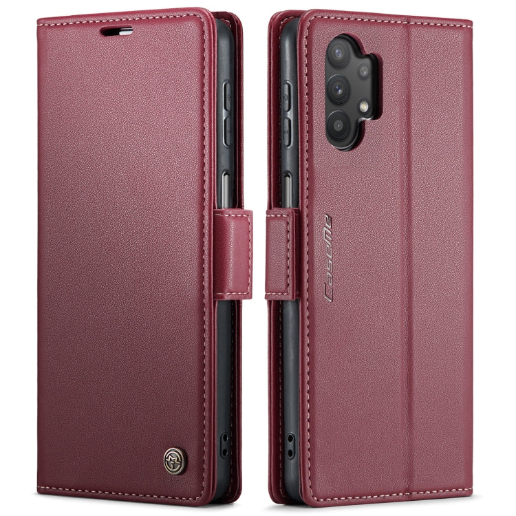 For Samsung Galaxy A32 5G / M32 5G CaseMe 023 Butterfly Buckle Litchi Texture RFID Anti-theft Leather Phone Case(Wine Red)