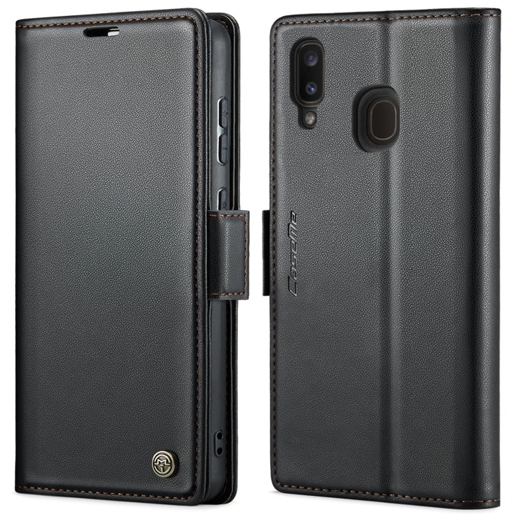 For Samsung Galaxy A40 CaseMe 023 Butterfly Buckle Litchi Texture RFID Anti-theft Leather Phone Case(Black)