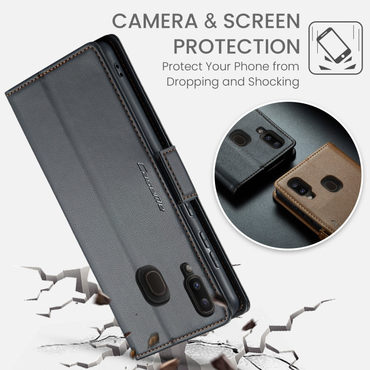 For Samsung Galaxy A40 CaseMe 023 Butterfly Buckle Litchi Texture RFID Anti-theft Leather Phone Case(Black)
