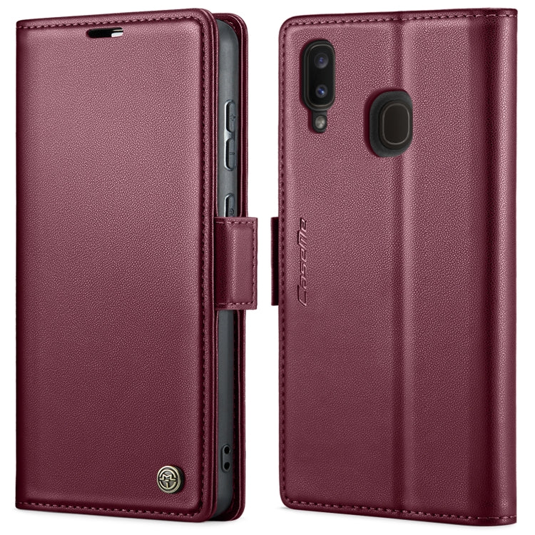 For Samsung Galaxy A40 CaseMe 023 Butterfly Buckle Litchi Texture RFID Anti-theft Leather Phone Case(Wine Red)