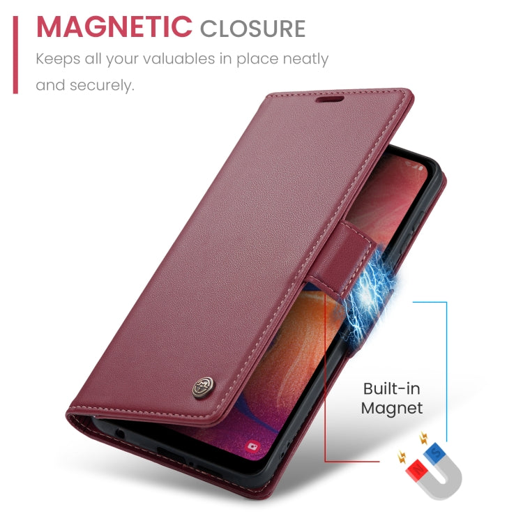 For Samsung Galaxy A40 CaseMe 023 Butterfly Buckle Litchi Texture RFID Anti-theft Leather Phone Case(Wine Red)