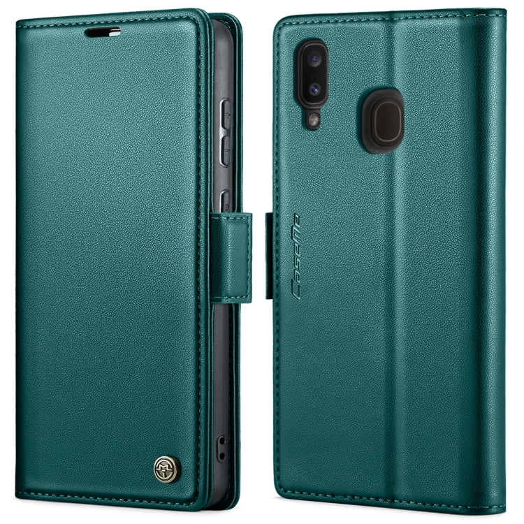 For Samsung Galaxy A40 CaseMe 023 Butterfly Buckle Litchi Texture RFID Anti-theft Leather Phone Case(Pearly Blue)
