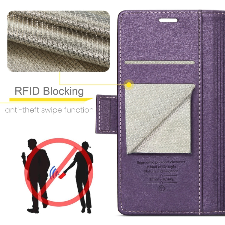 For Samsung Galaxy A40 CaseMe 023 Butterfly Buckle Litchi Texture RFID Anti-theft Leather Phone Case(Pearly Purple)