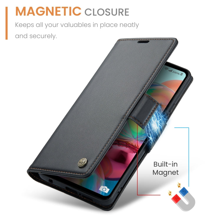 For Samsung Galaxy A71 4G CaseMe 023 Butterfly Buckle Litchi Texture RFID Anti-theft Leather Phone Case(Black)