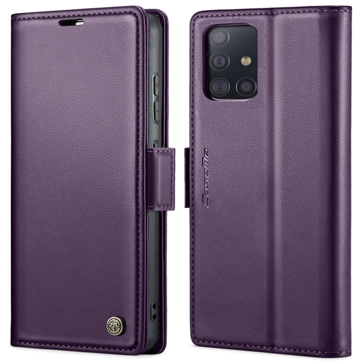 For Samsung Galaxy A71 4G CaseMe 023 Butterfly Buckle Litchi Texture RFID Anti-theft Leather Phone Case(Pearly Purple)