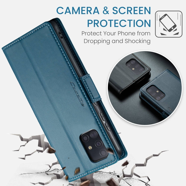 For Samsung Galaxy A51 4G/M40s CaseMe 023 Butterfly Buckle Litchi Texture RFID Anti-theft Leather Phone Case(Blue) - Galaxy Phone Cases by CaseMe | Online Shopping South Africa | PMC Jewellery | Buy Now Pay Later Mobicred