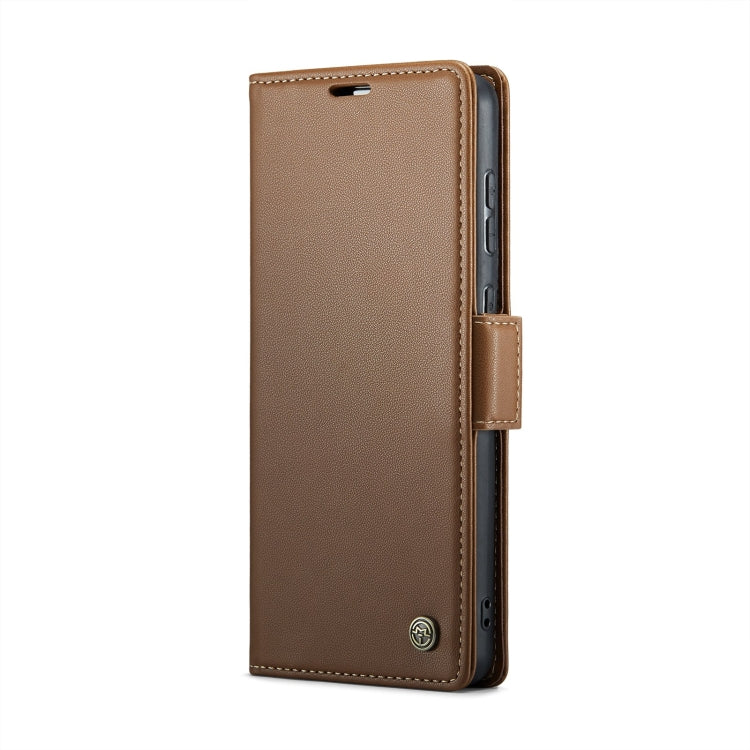 For Samsung Galaxy A70/A70s CaseMe 023 Butterfly Buckle Litchi Texture RFID Anti-theft Leather Phone Case(Brown)
