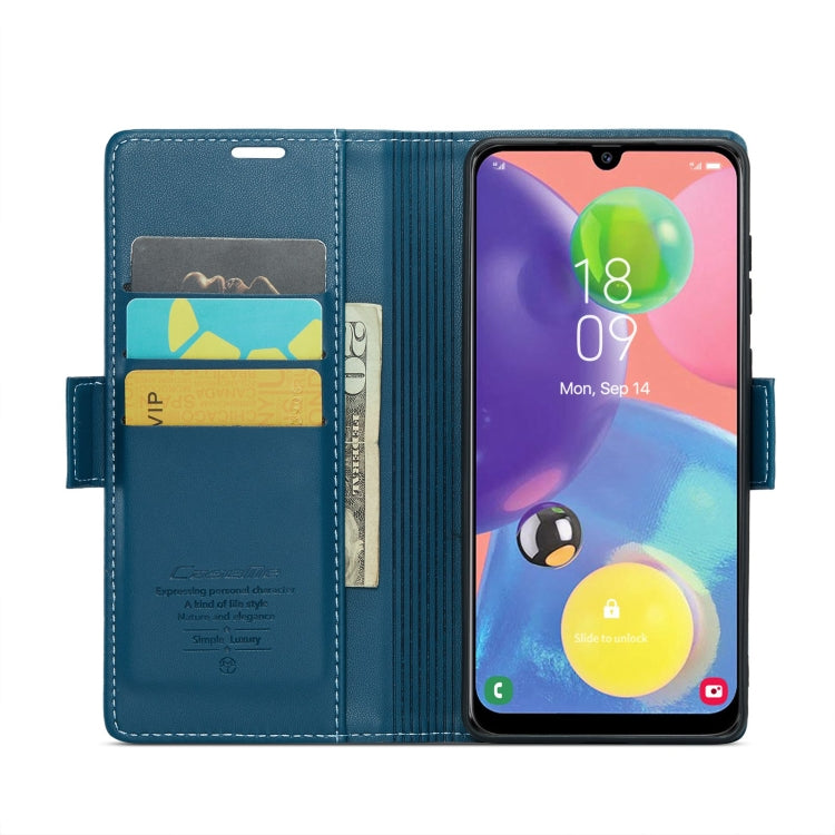 For Samsung Galaxy A70/A70s CaseMe 023 Butterfly Buckle Litchi Texture RFID Anti-theft Leather Phone Case(Blue)