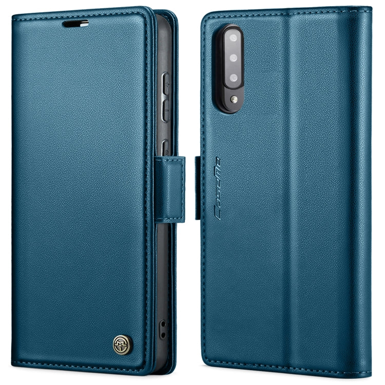 For Samsung Galaxy A70/A70s CaseMe 023 Butterfly Buckle Litchi Texture RFID Anti-theft Leather Phone Case(Blue)