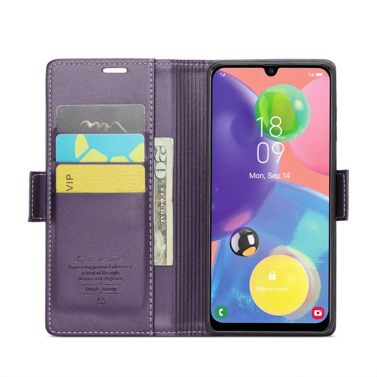 For Samsung Galaxy A70/A70s CaseMe 023 Butterfly Buckle Litchi Texture RFID Anti-theft Leather Phone Case(Pearly Purple)
