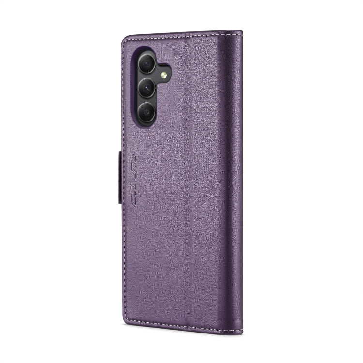 For Samsung Galaxy A24 4G CaseMe 023 Butterfly Buckle Litchi Texture RFID Anti-theft Leather Phone Case(Pearly Purple)