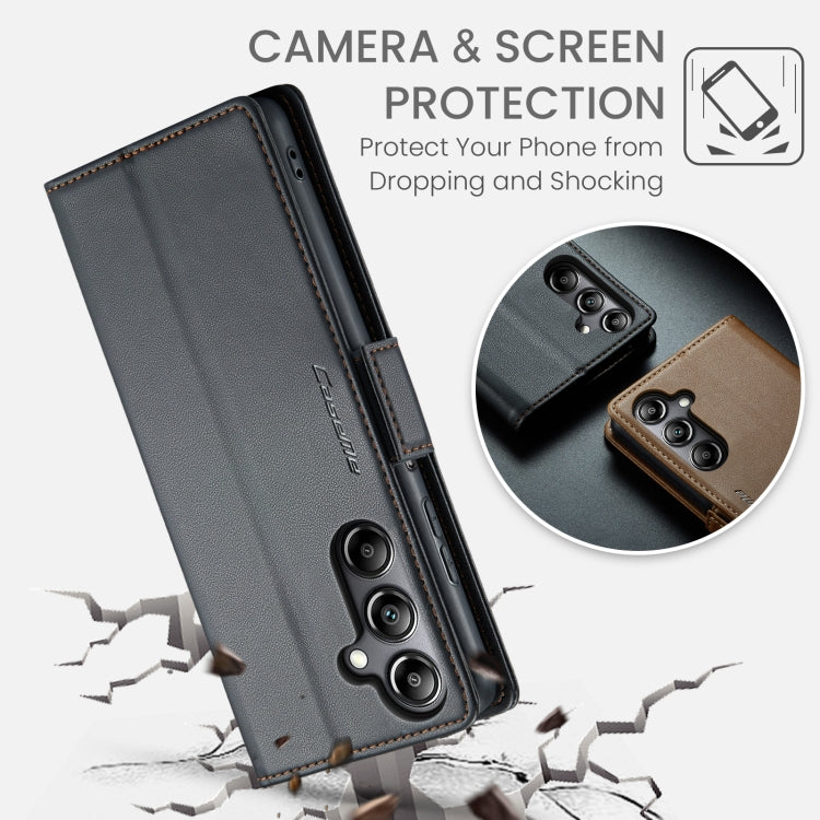 For Samsung Galaxy A05s CaseMe 023 Butterfly Buckle Litchi Texture RFID Anti-theft Leather Phone Case(Black)