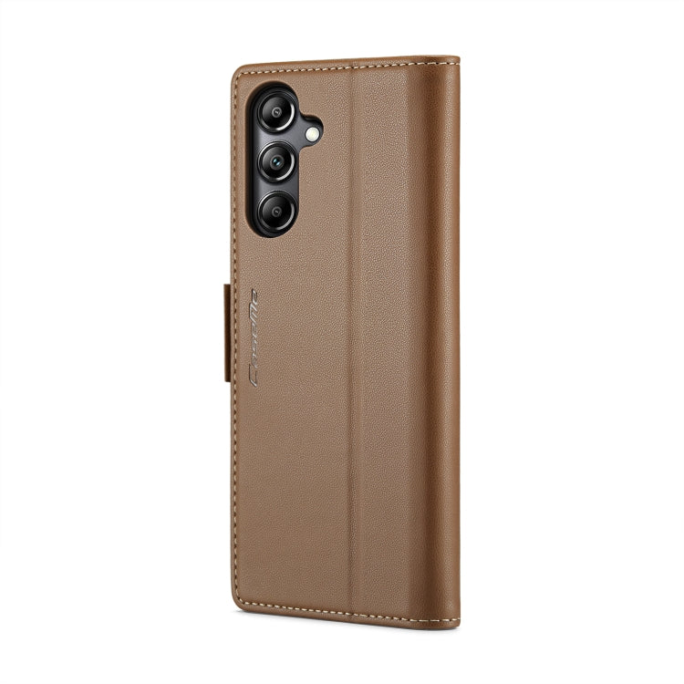 For Samsung Galaxy A05s CaseMe 023 Butterfly Buckle Litchi Texture RFID Anti-theft Leather Phone Case(Brown)