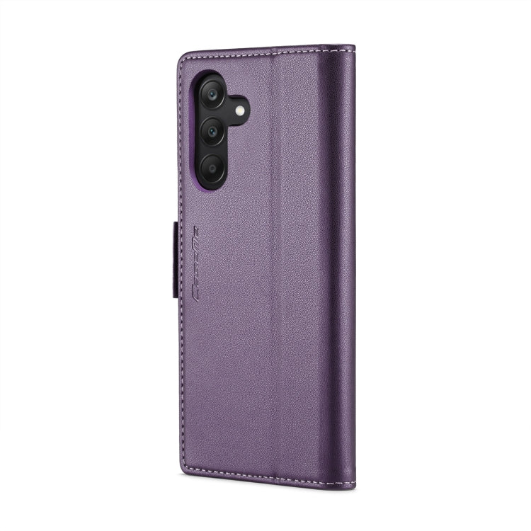 For Samsung Galaxy A25 5G CaseMe 023 Butterfly Buckle Litchi Texture RFID Anti-theft Leather Phone Case(Pearly Purple)