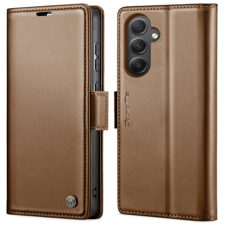 For Samsung Galaxy A55 CaseMe 023 Butterfly Buckle Litchi Texture RFID Anti-theft Leather Phone Case(Brown)