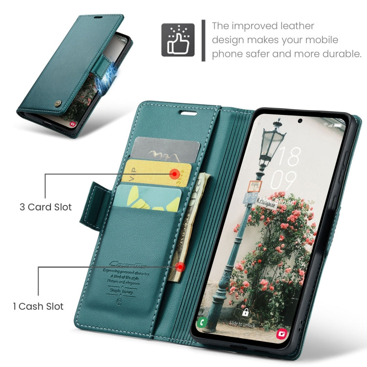 For Samsung Galaxy A55 CaseMe 023 Butterfly Buckle Litchi Texture RFID Anti-theft Leather Phone Case(Pearly Blue)