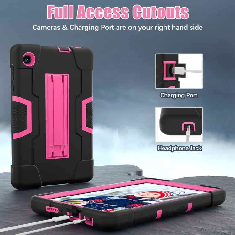 For TCL Tab 8 LE / WiFi Contrast Color Silicone Hybrid PC Tablet Case with Holder(Black Rose Red) - Others by PMC TechLife | Online Shopping South Africa | PMC TechLife | Buy Now Pay Later Mobicred