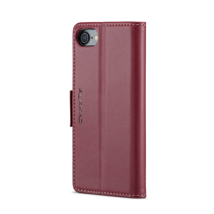 For iPhone SE 2022/SE 2020/6/7/8 CaseMe 023 Butterfly Buckle Litchi Texture RFID Anti-theft Leather Phone Case(Wine Red)
