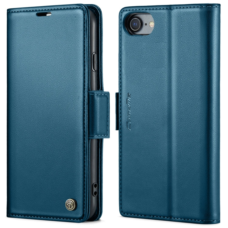 For iPhone SE 2022/SE 2020/6/7/8 CaseMe 023 Butterfly Buckle Litchi Texture RFID Anti-theft Leather Phone Case(Blue)