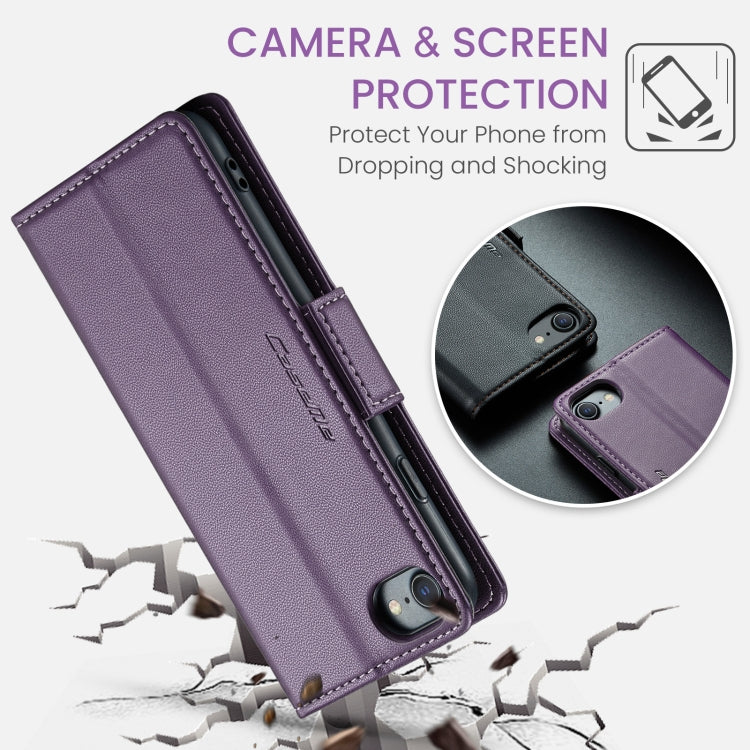 For iPhone SE 2022/SE 2020/6/7/8 CaseMe 023 Butterfly Buckle Litchi Texture RFID Anti-theft Leather Phone Case(Pearly Purple) - More iPhone Cases by CaseMe | Online Shopping South Africa | PMC TechLife | Buy Now Pay Later Mobicred