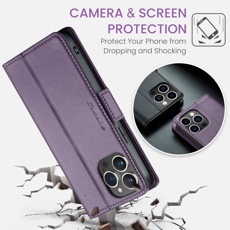 For iPhone 15 Pro Max CaseMe 023 Butterfly Buckle Litchi Texture RFID Anti-theft Leather Phone Case(Pearly Purple) - iPhone 15 Pro Max Cases by CaseMe | Online Shopping South Africa | PMC Jewellery | Buy Now Pay Later Mobicred