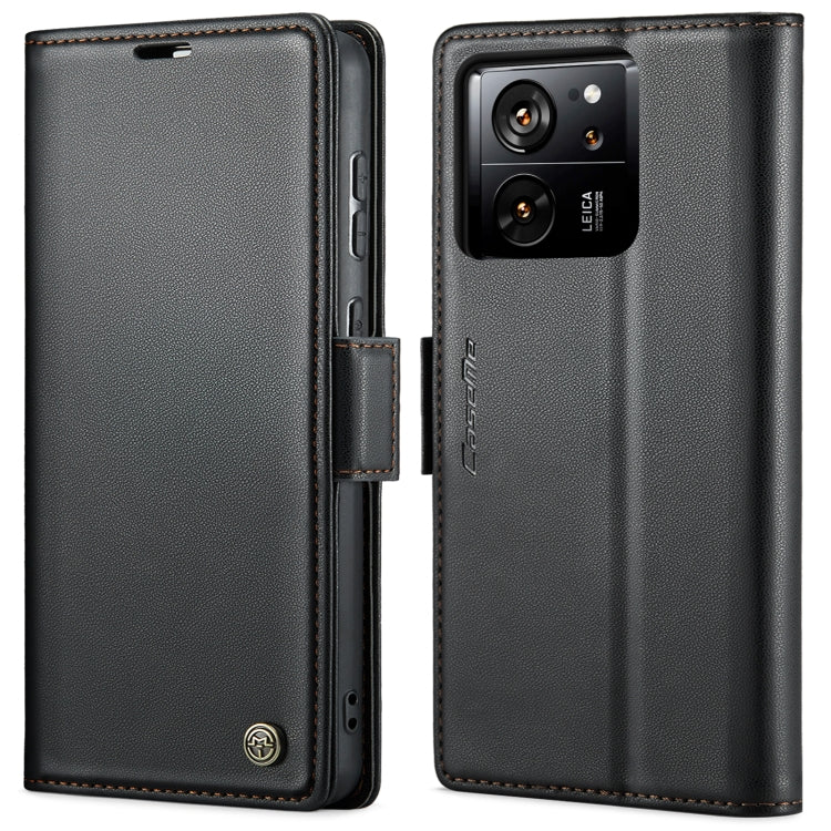 For Xiaomi 13T/13T Pro CaseMe 023 Butterfly Buckle Litchi Texture RFID Anti-theft Leather Phone Case(Black)