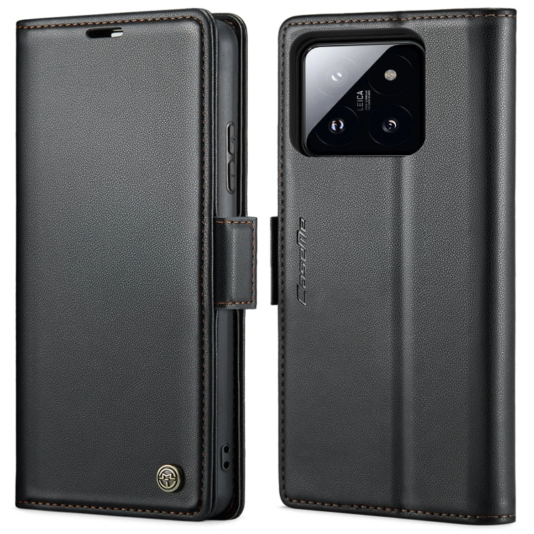 For Xiaomi 14 CaseMe 023 Butterfly Buckle Litchi Texture RFID Anti-theft Leather Phone Case(Black)
