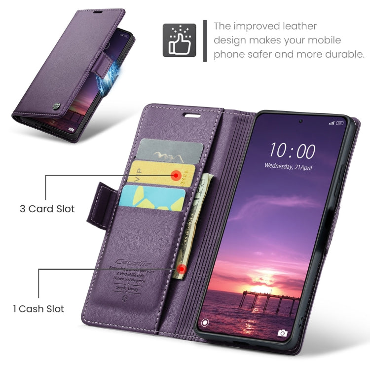 For Xiaomi 14 CaseMe 023 Butterfly Buckle Litchi Texture RFID Anti-theft Leather Phone Case(Pearly Purple)