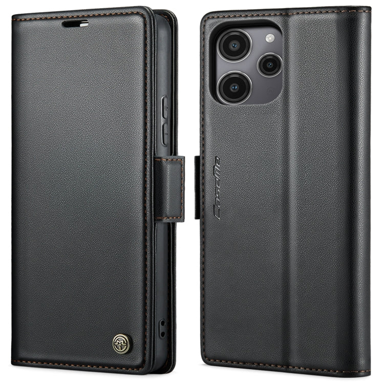 For Xiaomi Poco C65 4G CaseMe 023 Butterfly Buckle Litchi Texture RFID Anti-theft Leather Phone Case(Black)
