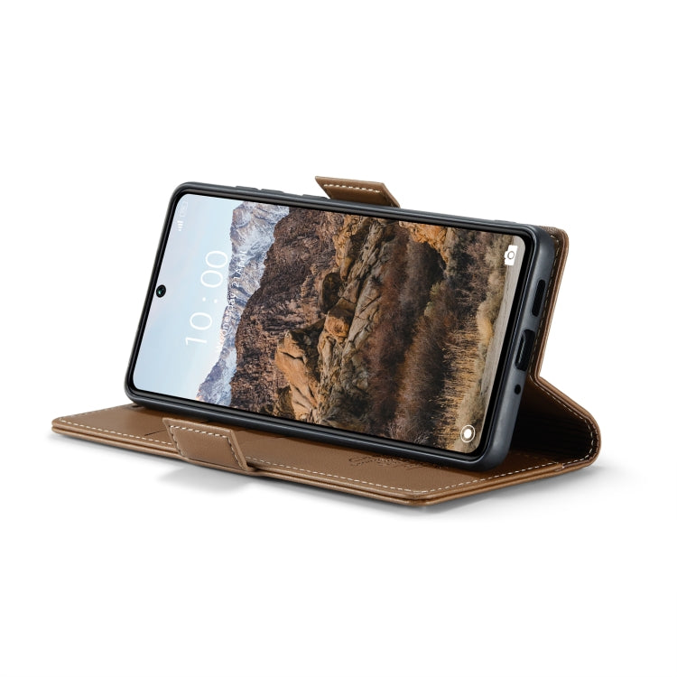 For Xiaomi Poco X6 5G CaseMe 023 Butterfly Buckle Litchi Texture RFID Anti-theft Leather Phone Case(Brown)
