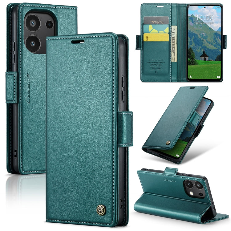 For Xiaomi Redmi Note 13 4G CaseMe 023 Butterfly Buckle Litchi Texture RFID Anti-theft Leather Phone Case(Pearly Blue)