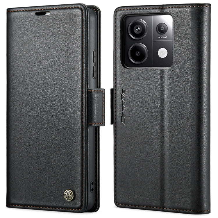 For Xiaomi Redmi Note 13 Pro 4G CaseMe 023 Butterfly Buckle Litchi Texture RFID Anti-theft Leather Phone Case(Black)
