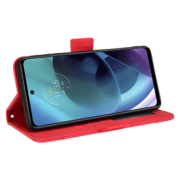 For Motorola Moto G52J 5G Skin Feel Calf Texture Card Slots Leather Phone Case(Red) - Motorola Cases by PMC TechLife | Online Shopping South Africa | PMC TechLife | Buy Now Pay Later Mobicred