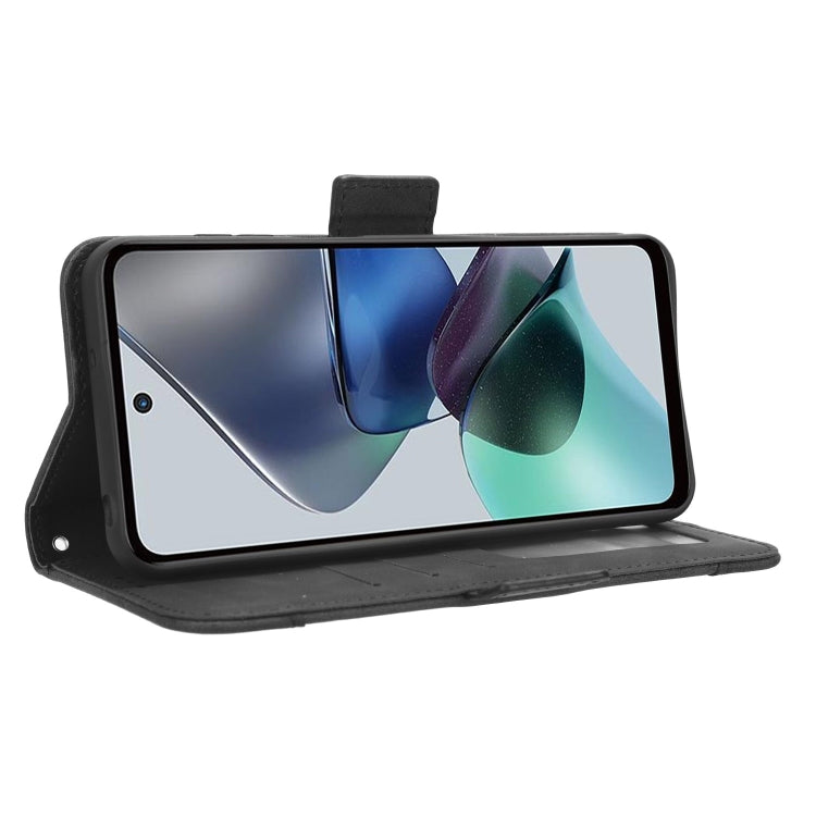 For Motorola Moto G53 / G13 Skin Feel Calf Texture Card Slots Leather Phone Case(Black) - Motorola Cases by PMC TechLife | Online Shopping South Africa | PMC TechLife | Buy Now Pay Later Mobicred