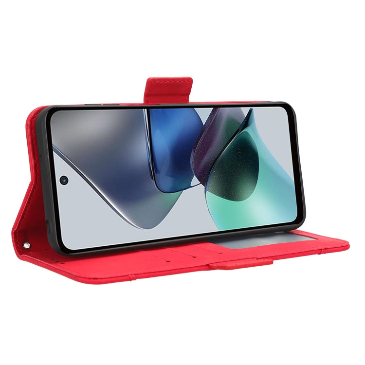 For Motorola Moto G53 / G13 Skin Feel Calf Texture Card Slots Leather Phone Case(Red) - Motorola Cases by PMC TechLife | Online Shopping South Africa | PMC TechLife | Buy Now Pay Later Mobicred