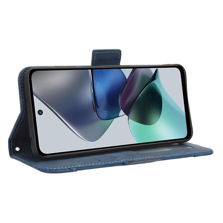 For Motorola Moto G53 / G13 Skin Feel Calf Texture Card Slots Leather Phone Case(Blue) - Motorola Cases by PMC TechLife | Online Shopping South Africa | PMC TechLife | Buy Now Pay Later Mobicred
