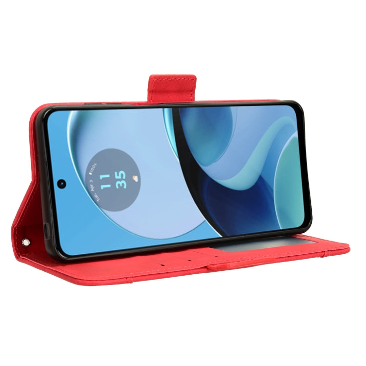 For Motorola Moto G14 4G Skin Feel Calf Texture Card Slots Leather Phone Case(Red)