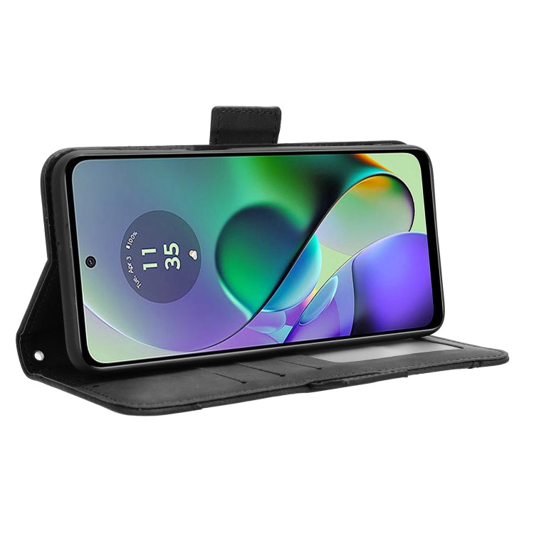 For Motorola Moto G54 5G Skin Feel Calf Texture Card Slots Leather Phone Case(Black) - Motorola Cases by PMC TechLife | Online Shopping South Africa | PMC TechLife | Buy Now Pay Later Mobicred