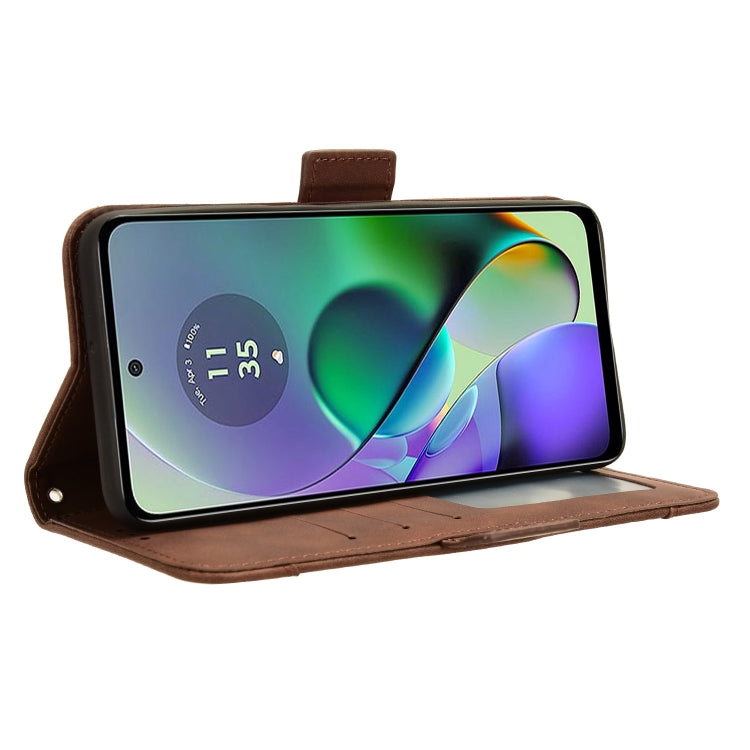 For Motorola Moto G54 5G Skin Feel Calf Texture Card Slots Leather Phone Case(Brown) - Motorola Cases by PMC TechLife | Online Shopping South Africa | PMC TechLife | Buy Now Pay Later Mobicred