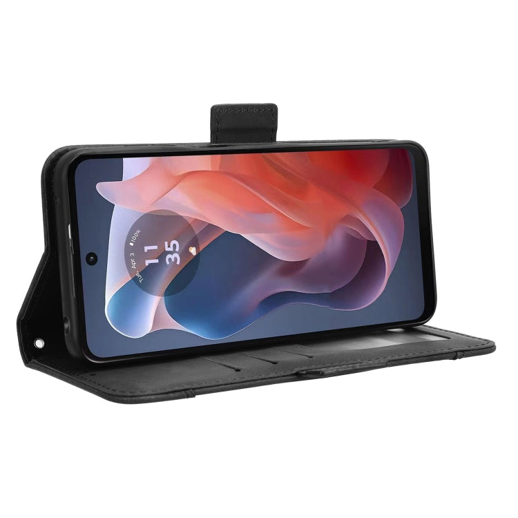 For Motorola Moto G Play 4G 2024 Skin Feel Calf Texture Card Slots Leather Phone Case(Black) - Motorola Cases by PMC TechLife | Online Shopping South Africa | PMC TechLife | Buy Now Pay Later Mobicred