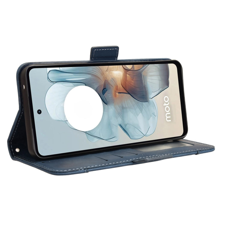For Motorola Moto G34 5G Skin Feel Calf Texture Card Slots Leather Phone Case(Blue) - Motorola Cases by PMC TechLife | Online Shopping South Africa | PMC TechLife | Buy Now Pay Later Mobicred
