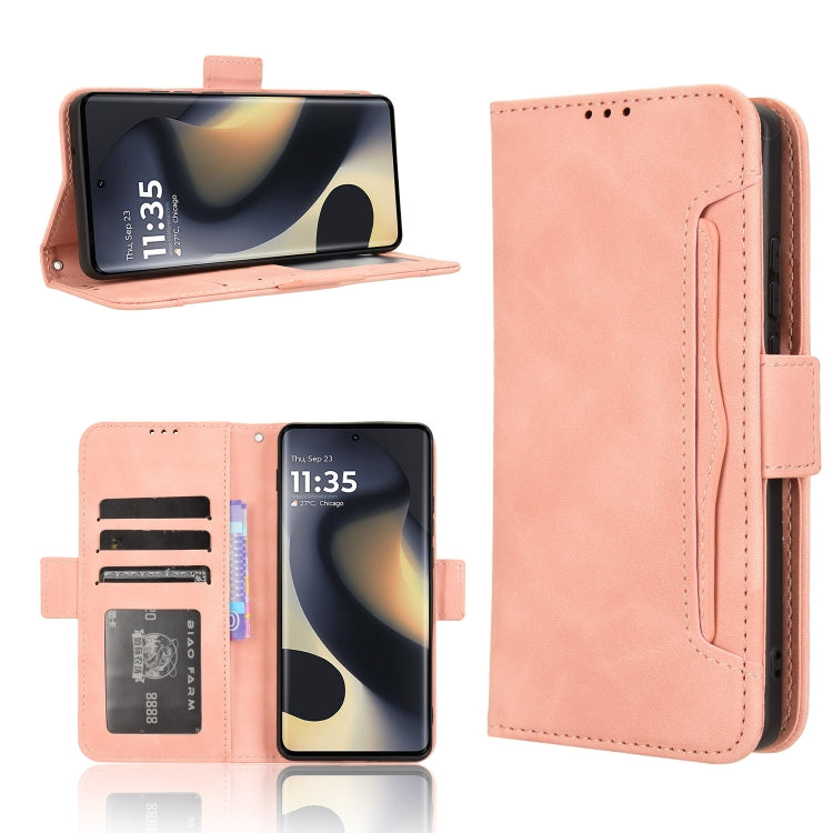 For Motorola Edge 2024 5G Skin Feel Calf Texture Card Slots Leather Phone Case(Pink)