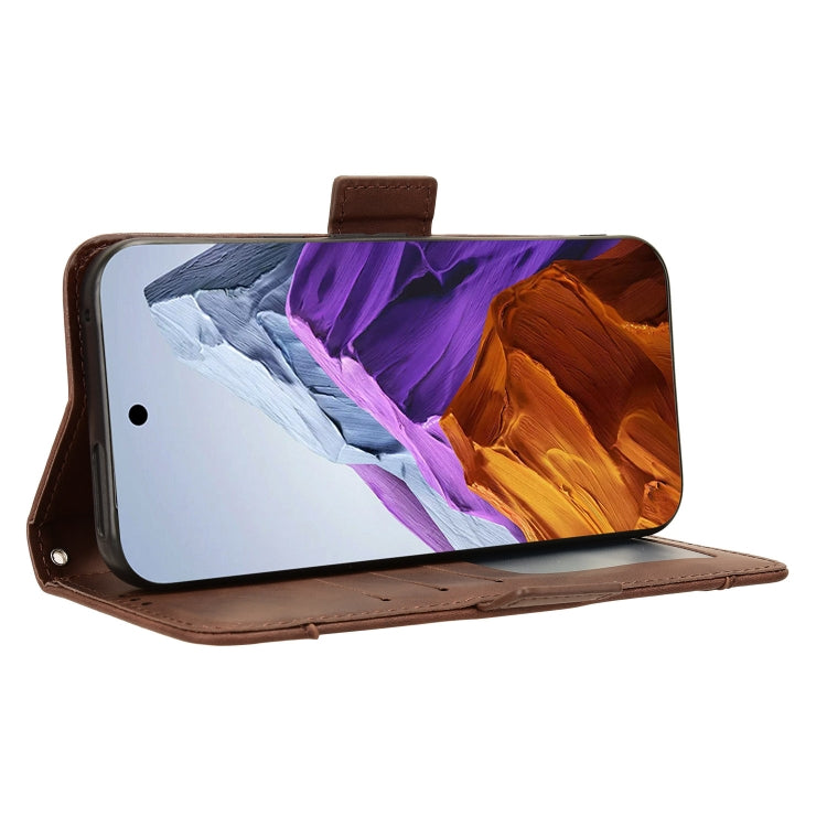For Google Pixel 9 Skin Feel Calf Texture Card Slots Leather Phone Case(Brown) - Google Cases by PMC TechLife | Online Shopping South Africa | PMC TechLife | Buy Now Pay Later Mobicred