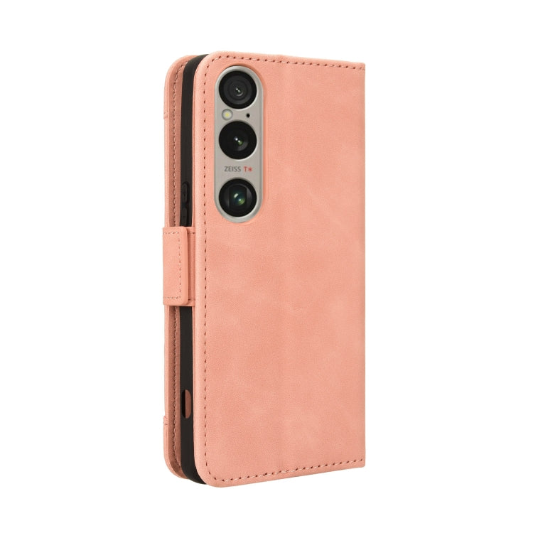 For Sony Xperia 1 VI 2024 Skin Feel Calf Texture Card Slots Leather Phone Case(Pink)