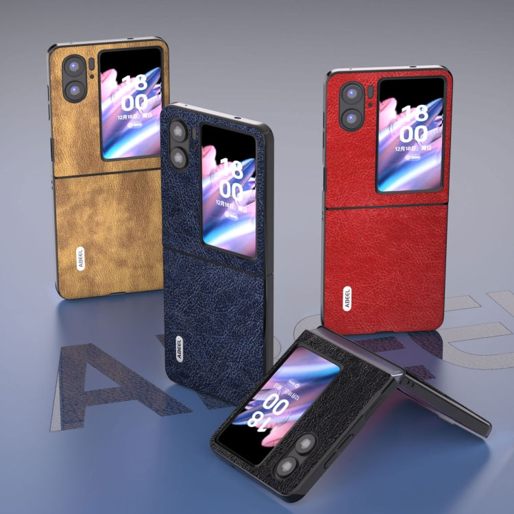For OPPO Find N2 Flip ABEEL Retro Litchi Texture PU Phone Case(Brown) - Find N2 Flip Cases by PMC TechLife | Online Shopping South Africa | PMC TechLife | Buy Now Pay Later Mobicred