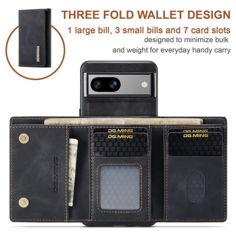 For Google Pixel 7A DG.MING M1 Series 3-Fold Multi Card Wallet + Magnetic Phone Case(Black) - Google Cases by DG.MING | Online Shopping South Africa | PMC TechLife | Buy Now Pay Later Mobicred