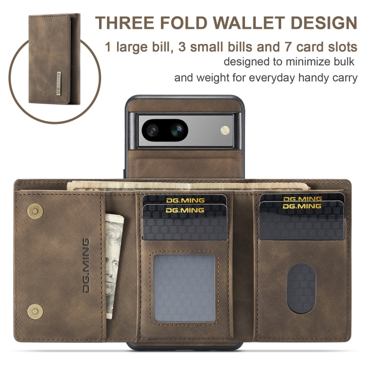 For Google Pixel 7A DG.MING M1 Series 3-Fold Multi Card Wallet + Magnetic Phone Case(Coffee) - Google Cases by DG.MING | Online Shopping South Africa | PMC TechLife | Buy Now Pay Later Mobicred